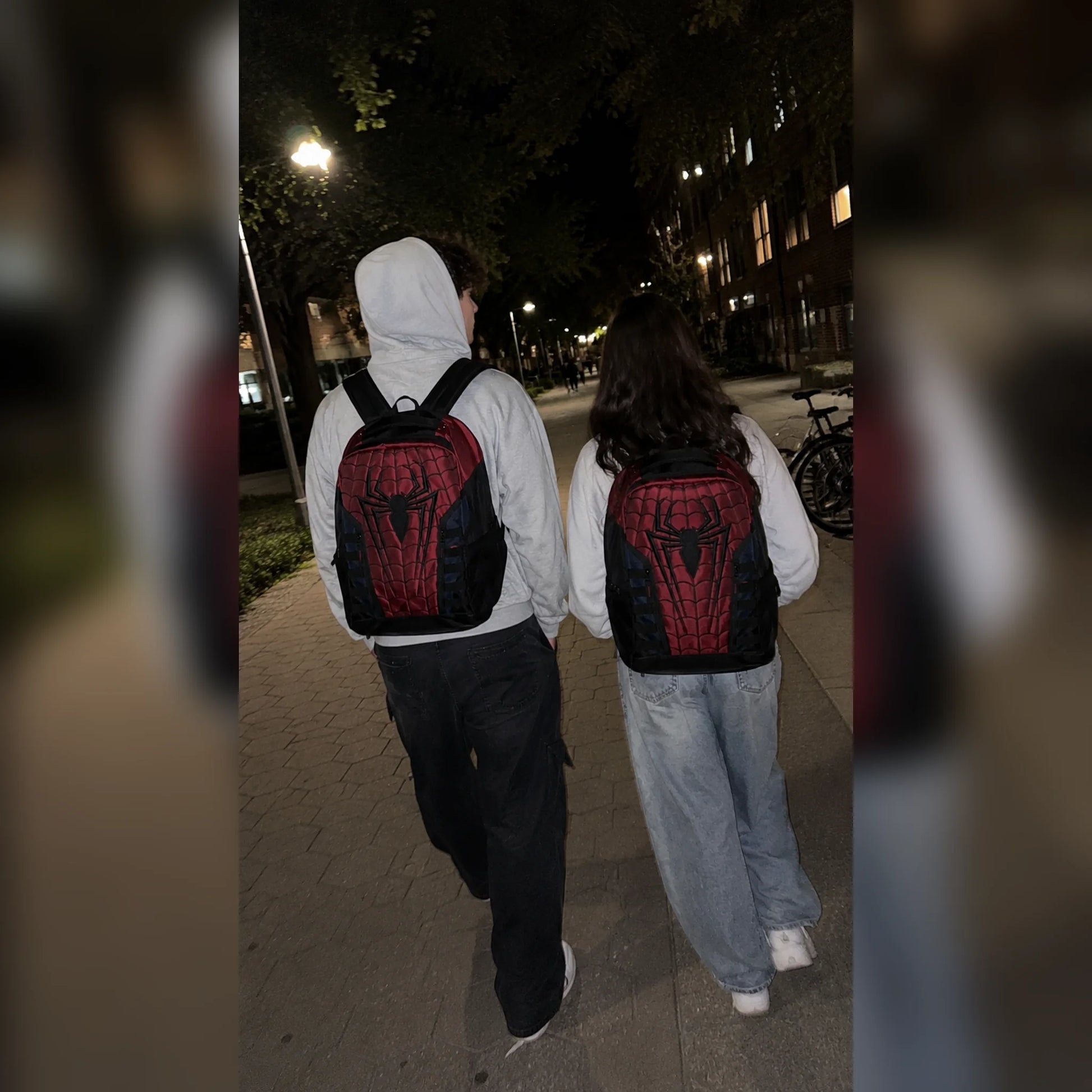 Spider Web Backpack worn on campus