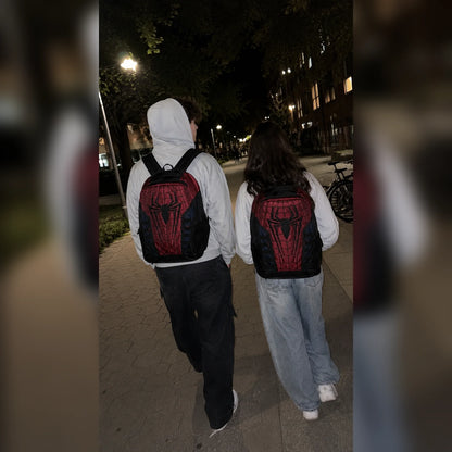 Spider Web Backpack worn on campus