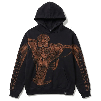 Black hoodie, full web print across the front